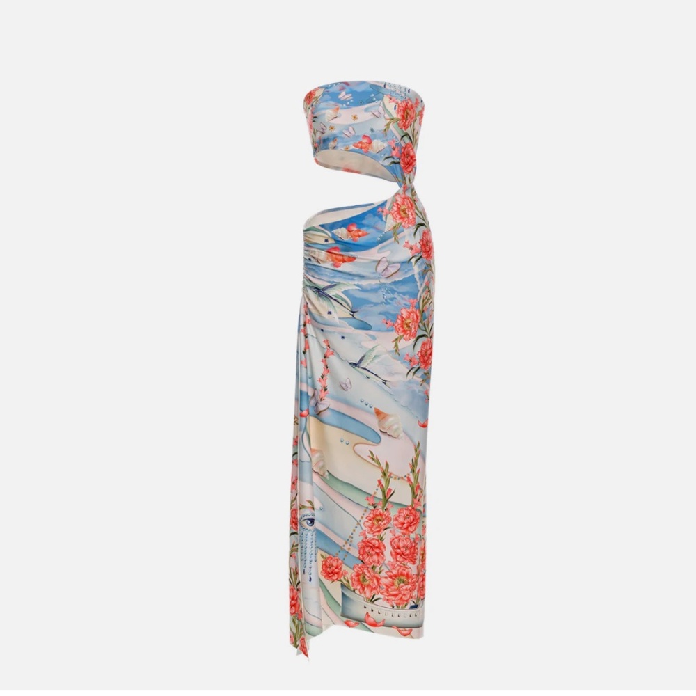 Agua Bendita Gwen Nacar Midriff Cut Out Bandeau Resort Long Swimwear Dress Nwt - Picture 3 of 10